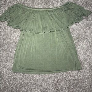 Y2K Sage Green Off-Shoulder Blouse
